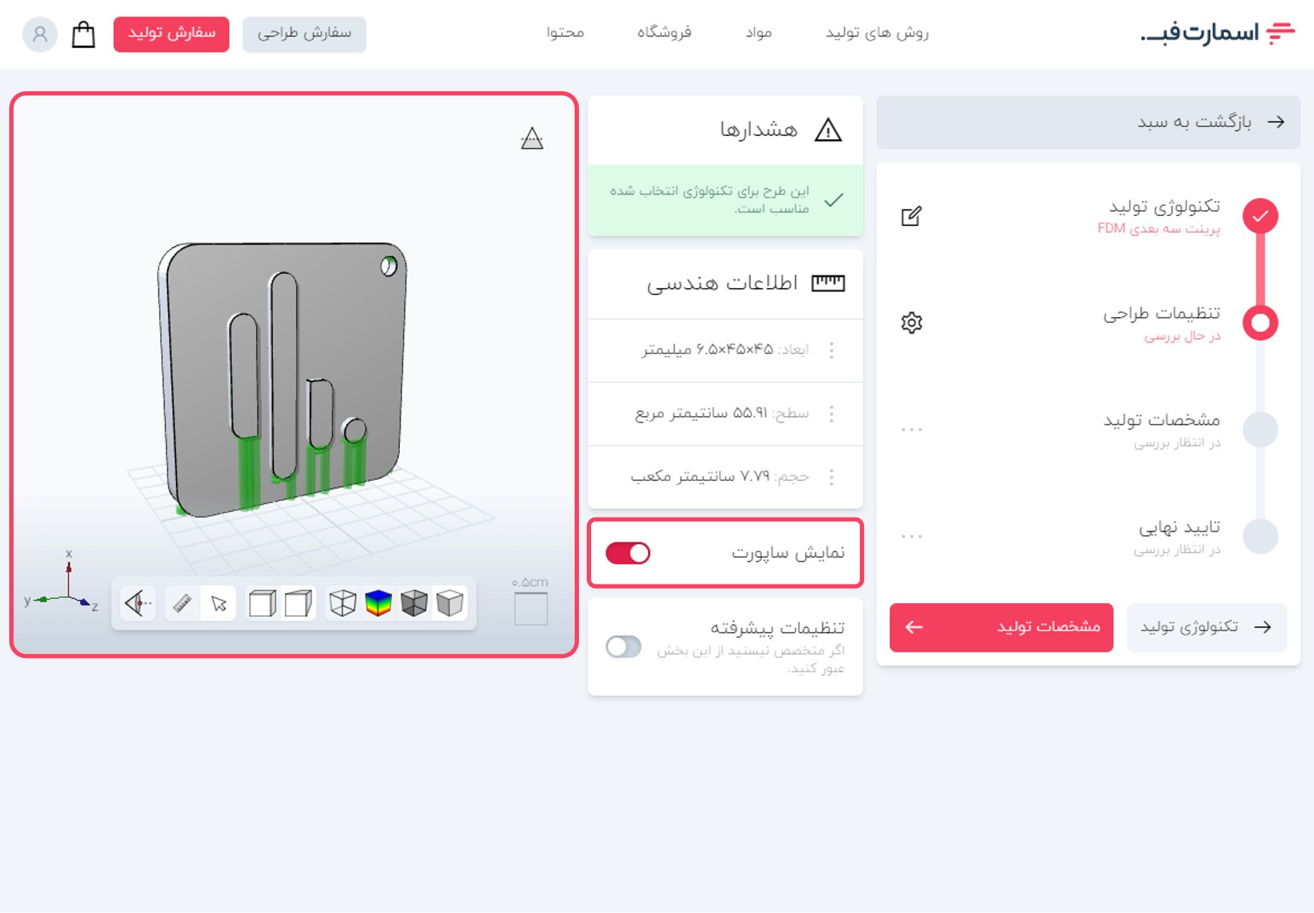 نمایش شماتیکی از نحوه قرارگیری سازه ساپورت.