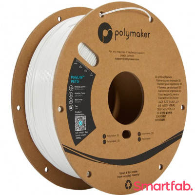 فیلامنت PolyLite PETG رنگ سفید برند پلی میکر قطر 1.75 میلیمتر وزن 1 کیلوگرم